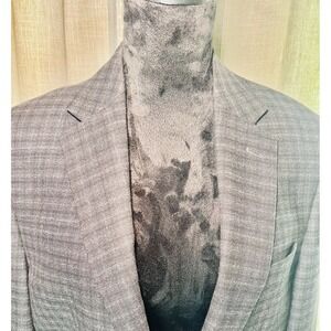 Jos A Bank Traveler Blazer Mens 40L Gray Plaid Wool Slim Fit 2 Button Sport Coat
